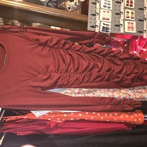 Chic Ruched Rust Dress